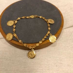 Lira charm Bracelet, Coin Bracelet, Arab/Middle East Jewelry, Gold bracelet Gift